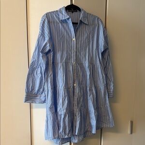 Pomander Place Light Blue Striped Shirt Dress